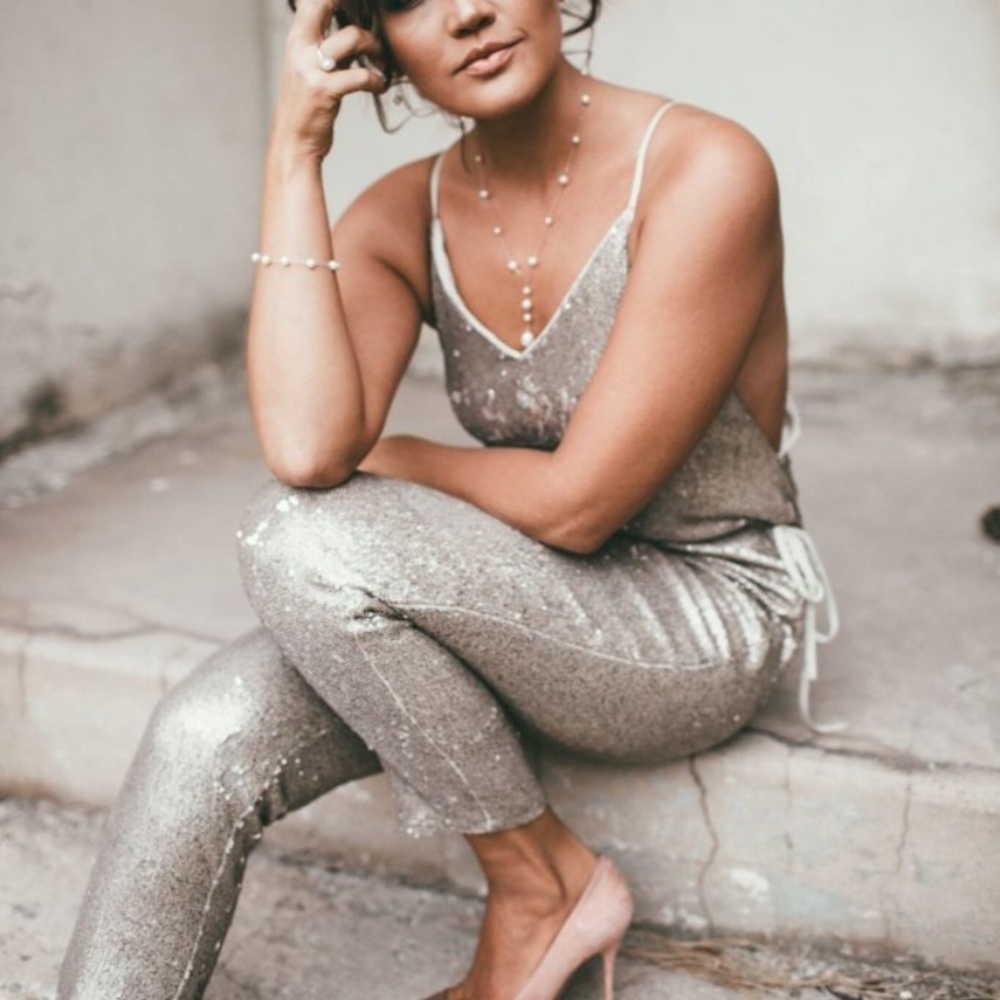 Free People gold Sequin Jumpsuit NWOT